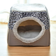 2 in 1 Schlafnest - Katzenbett Katzenbetten PfotenLAND Grau Leopard L 